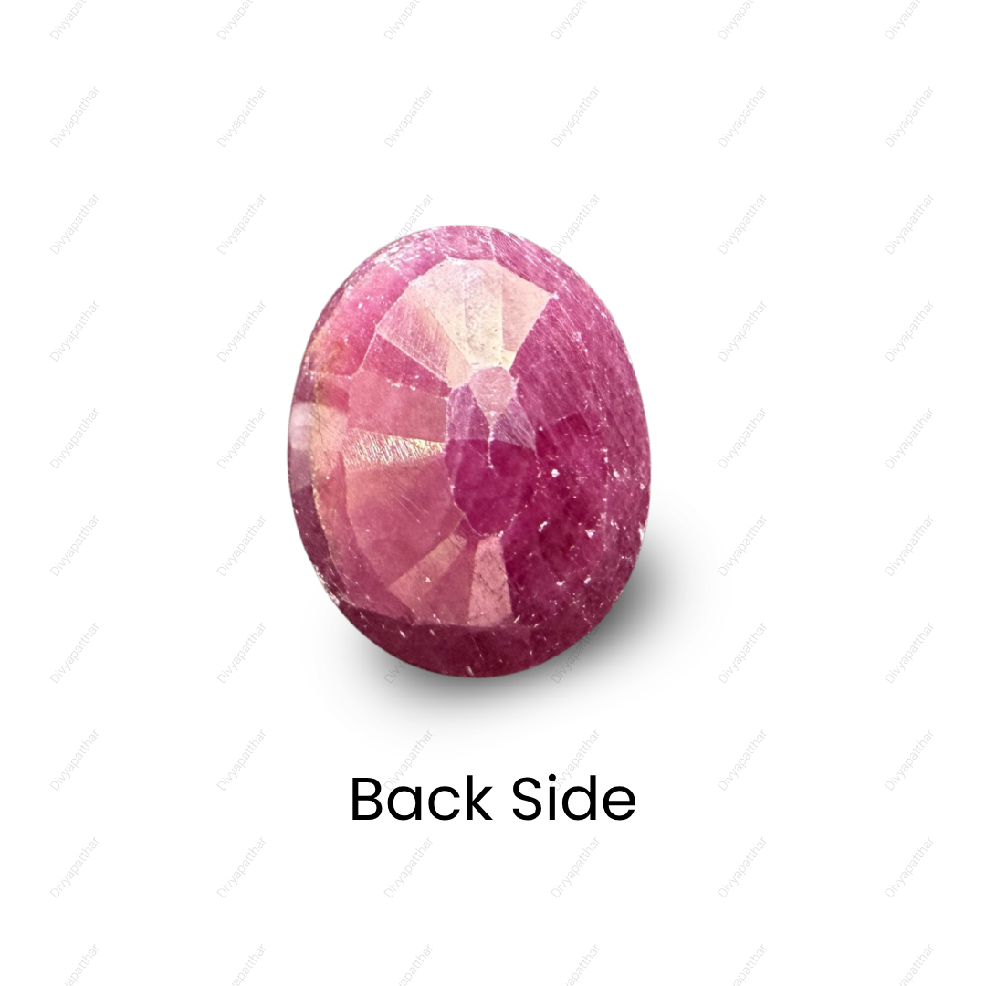 Natural Ruby (Manik) Gemstone – Oval Shape (4.85 Carat | 5.28 Ratti | 11.5 × 9.1 × 5.1 mm)