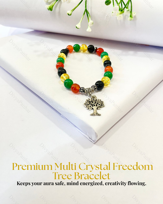 Premium Multi Crystal Freedom Tree Bracelet (Growth, Wealth & Stylish Protection)