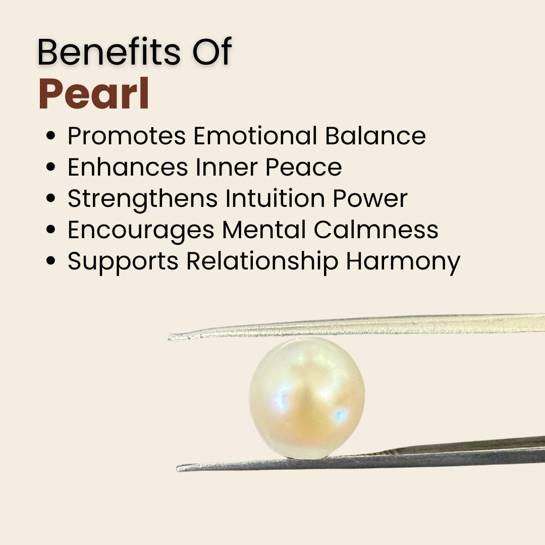Natural Pearl (Moti) Gemstone – Round Shape (4.80 Carat | 5.23 Ratti | 10 × 6.6 mm)