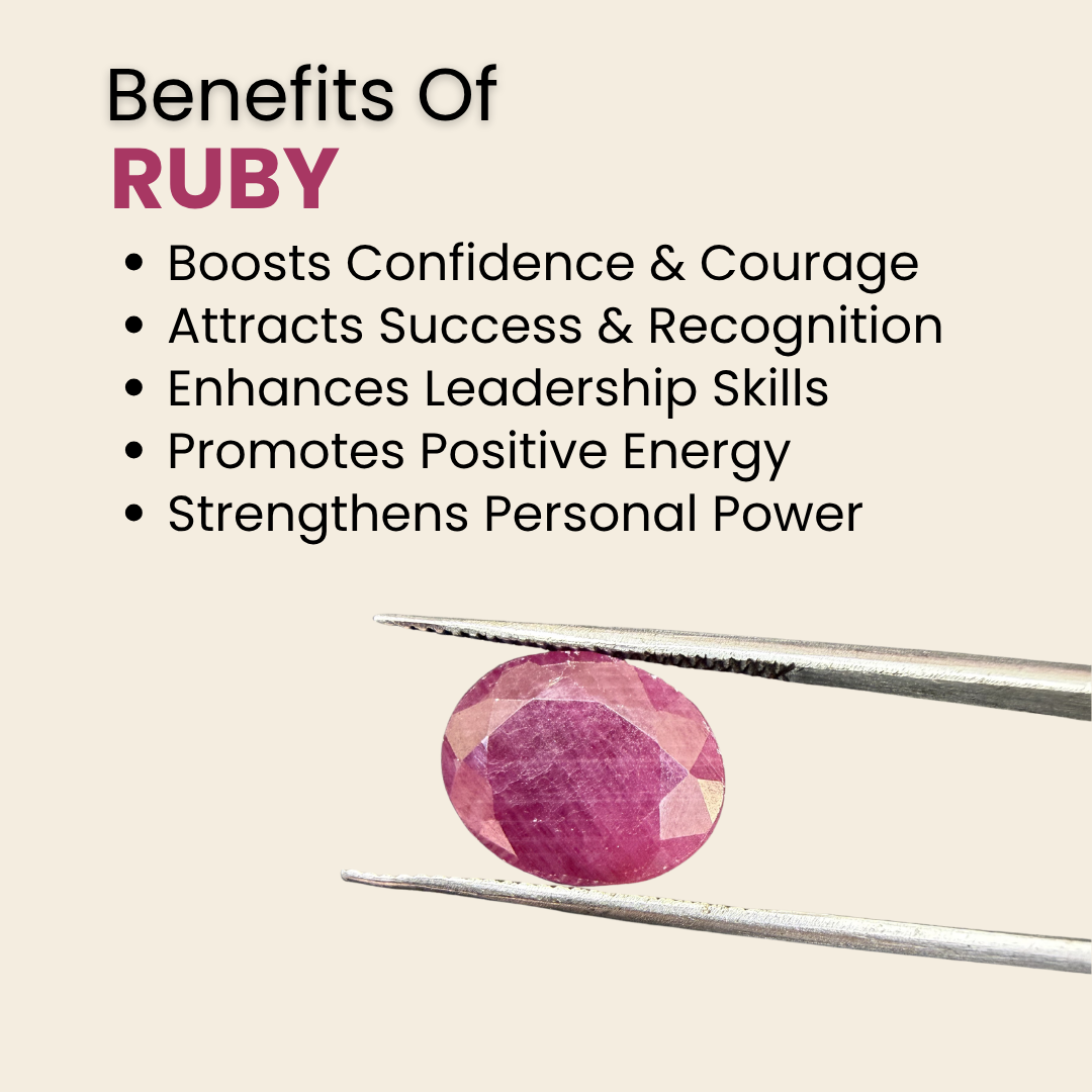Natural Ruby (Manik) Gemstone – Oval Shape (4.85 Carat | 5.28 Ratti | 11.5 × 9.1 × 5.1 mm)