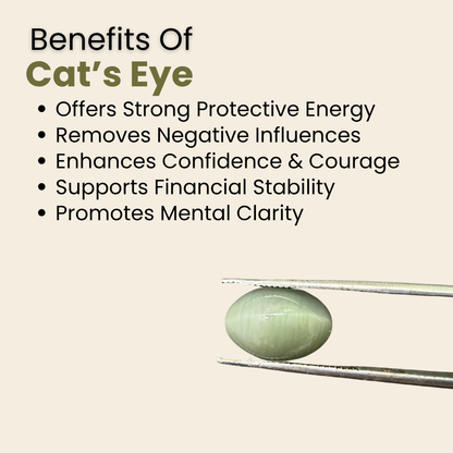Natural Cat's Eye Gemstone – Oval Shape (5.30 Carat | 5.77 Ratti | 12.8 × 9.3 × 6.7 mm)
