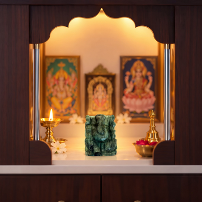 Natural Emerald (Panna) Ganesh Idol (308 Carat | LBH: 2 × 1.8 × 4.5 cm)