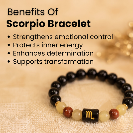 Scorpio (वृश्चिक राशि) Zodiac Black Onyx, Red Jasper & Calcite Bracelet