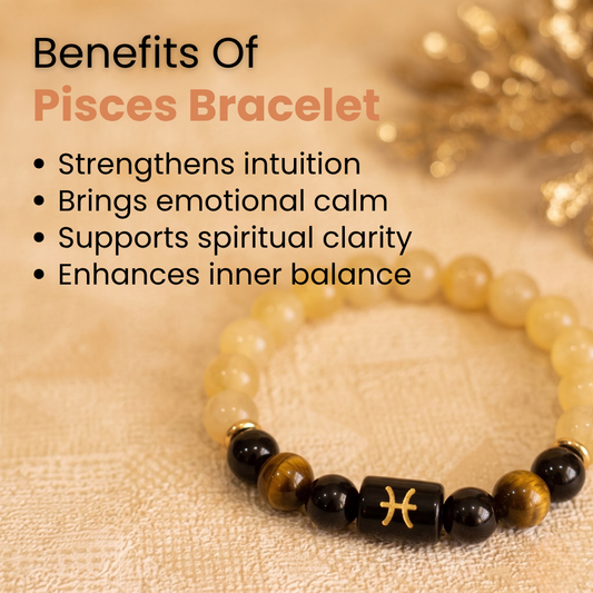 Pisces (मीन राशि) Zodiac Calcite, Black Onyx & Mariam Jasper Bracelet
