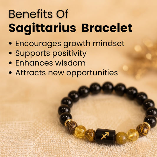 Sagittarius (धनु राशि) Zodiac Black Obsidian, Citrine & Mariam Jasper Bracelet