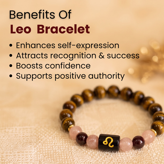 Leo (सिंह राशि) Zodiac Tiger Eye, Sunstone & Garnet Bracelet