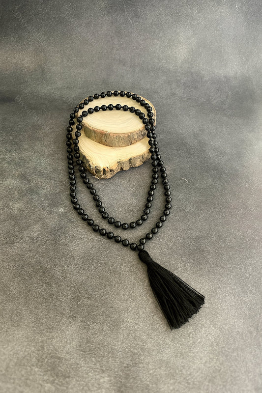 Black Tourmaline Jap Mala – Protection, Grounding & Energy Shield