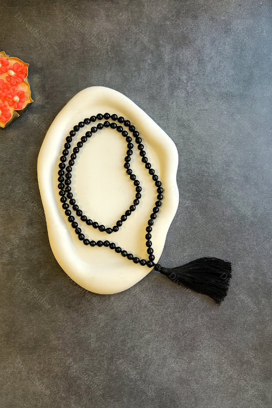 Black Tourmaline Jap Mala – Protection, Grounding & Energy Shield