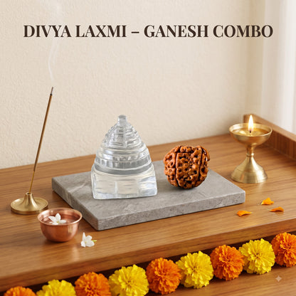 DIVYA LAXMI – GANESH COMBO ( Energised Ganesh Rudraksha + Crystal Shree Yantra )