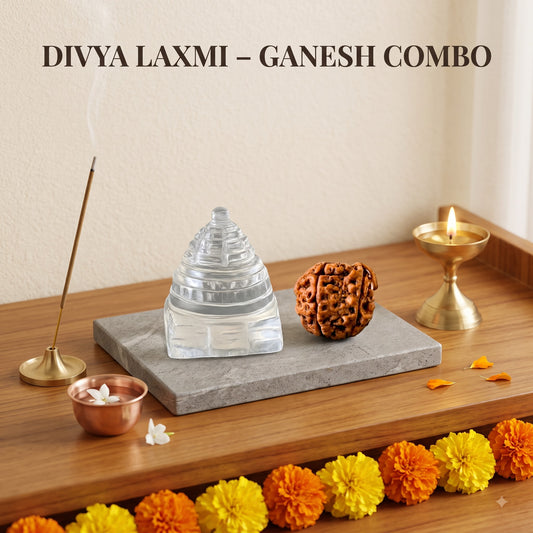 DIVYA LAXMI – GANESH COMBO ( Energised Ganesh Rudraksha + Crystal Shree Yantra )
