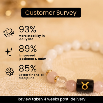 Taurus (वृषभ राशि) Zodiac Milky Quartz, Rose Quartz & Clear Quartz Bracelet