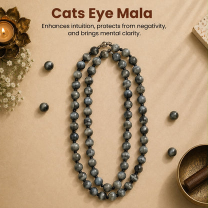 Cats Eye Mala – Protection, Confidence & Spiritual Clarity