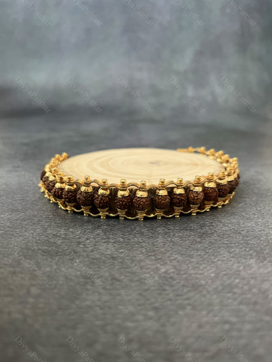 Golden Powerful Rudraksh Bracelet – Strength, Protection & Divine Energy