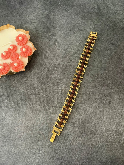 Golden Powerful Rudraksh Bracelet – Strength, Protection & Divine Energy