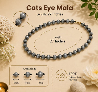 Cats Eye Mala – Protection, Confidence & Spiritual Clarity