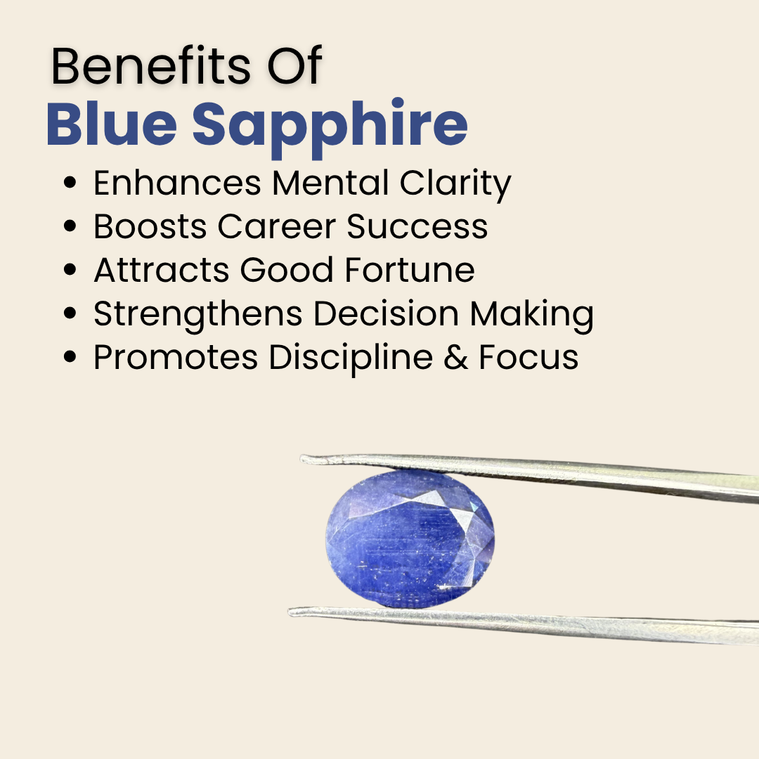Natural Blue Sapphire (Neelam) Gemstone – Oval Shape (6.45 Carat | 7.03 Ratti | 11.8 × 9.6 × 5.7 mm)
