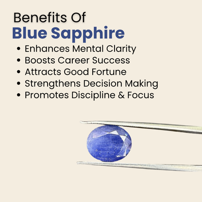 Natural Blue Sapphire (Neelam) Gemstone – Oval Shape (6.45 Carat | 7.03 Ratti | 11.8 × 9.6 × 5.7 mm)