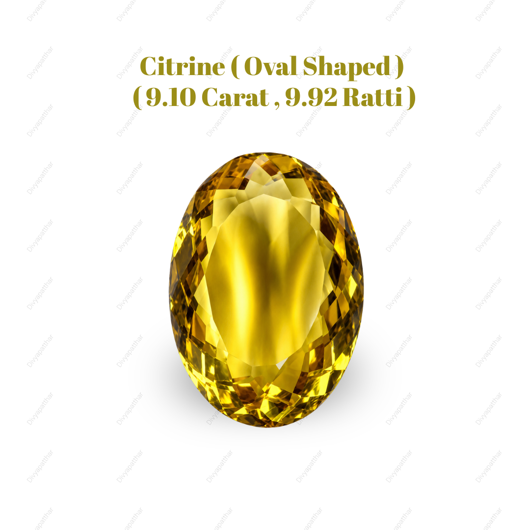 Natural Citrine Gemstone – Oval Shape (9.10 Carat | 9.92 Ratti)