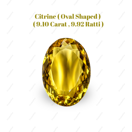 Natural Citrine Gemstone – Oval Shape (9.10 Carat | 9.92 Ratti)