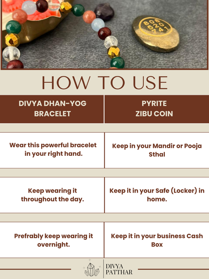 DIVYA DHAN–KUBER COMBO ( Divya Dhan-Yog Bracelet + Pyrite Zibu Coin )