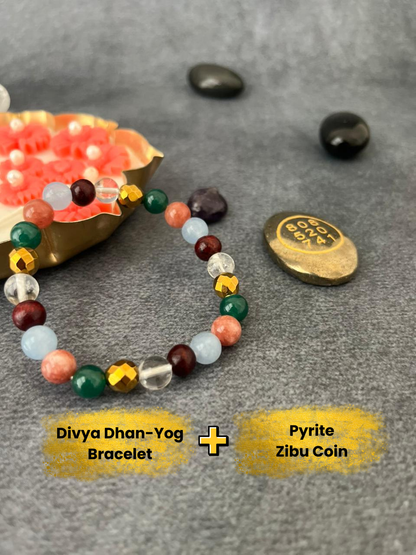 DIVYA DHAN–KUBER COMBO ( Divya Dhan-Yog Bracelet + Pyrite Zibu Coin )