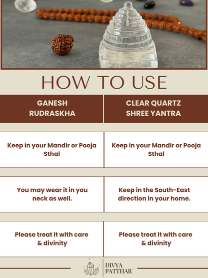 DIVYA LAXMI – GANESH COMBO ( Energised Ganesh Rudraksha + Crystal Shree Yantra )
