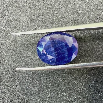 Natural Blue Sapphire (Neelam) Gemstone – Oval Shape (6.40 Carat | 6.97 Ratti | 11.80 × 9.7 × 5.1 mm)