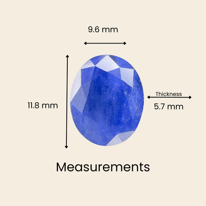 Natural Blue Sapphire (Neelam) Gemstone – Oval Shape (6.45 Carat | 7.03 Ratti | 11.8 × 9.6 × 5.7 mm)
